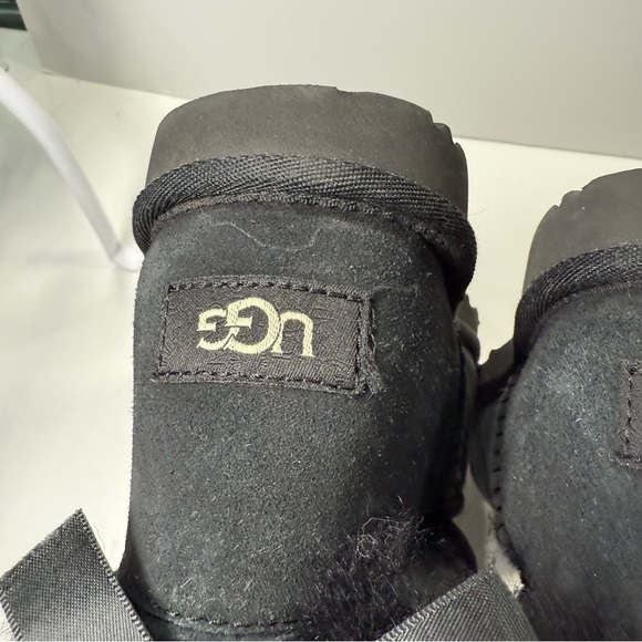 UGG Bailey Black Bow Slip On Boots - Picture 8 of 12